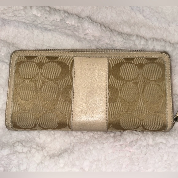 Coach Leather & Canvas Monogram Accordion Long Zip Wallet - Picture 5 of 12